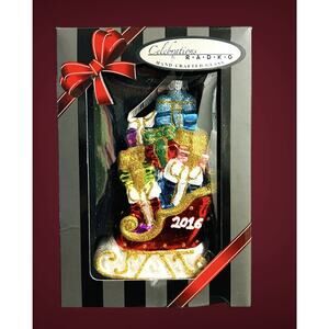 Christopher Radko 2016 Celebrations Sleigh Gifts Glass Christmas Ornament w Box